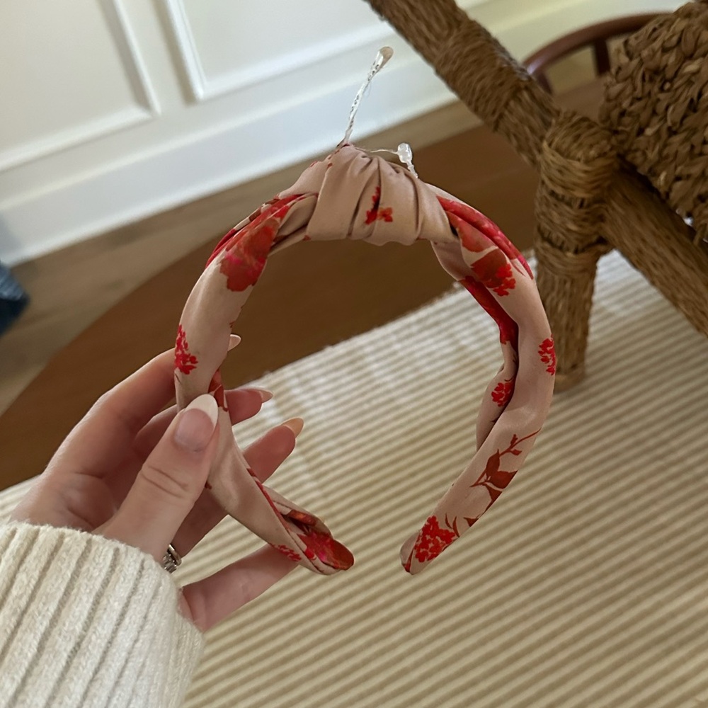 NWT-Anthropology-Floral Headband with Red Accents